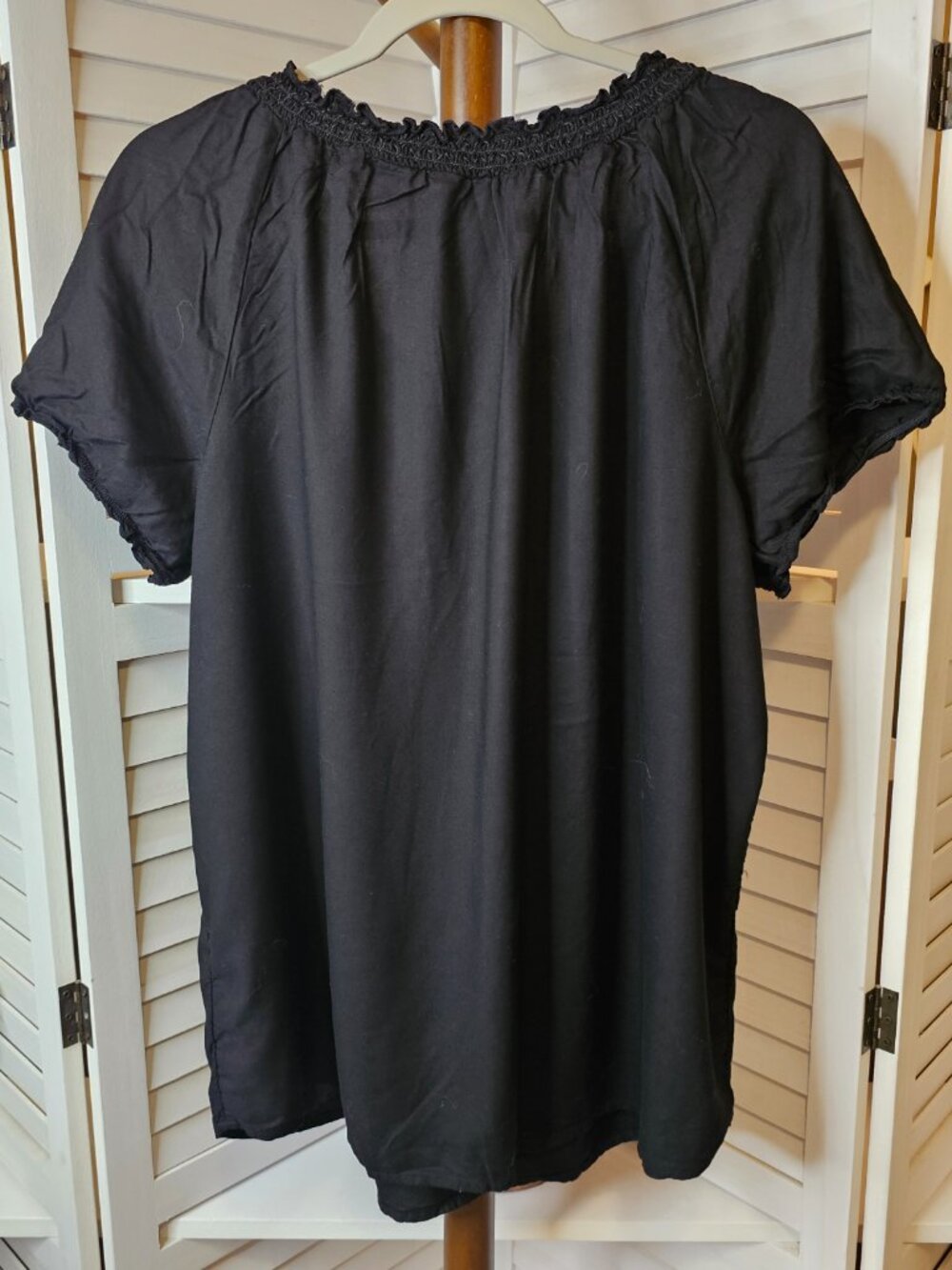 Faded Glory, Plus Size XXL (20), Tunic, Peasant Top, Black, 100% Rayon - Picture 4 of 8
